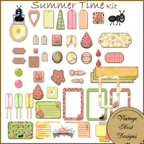 Digital Scrapbooking Summer Time Kit Scrapbooking Illustration
