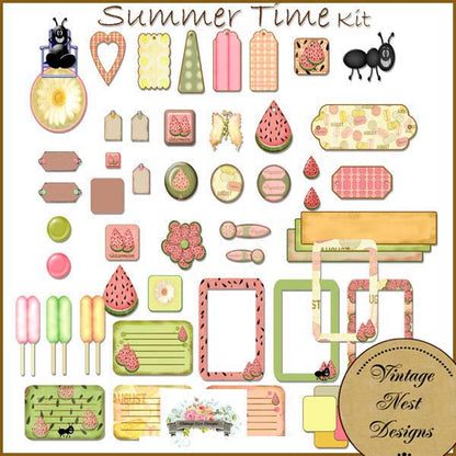 Digital Scrapbooking Summer Time Kit Scrapbooking Illustration