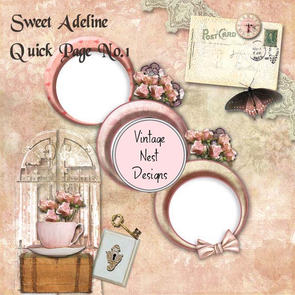 Scrapbooking numérique Sweet Adeline Quick Page n°1