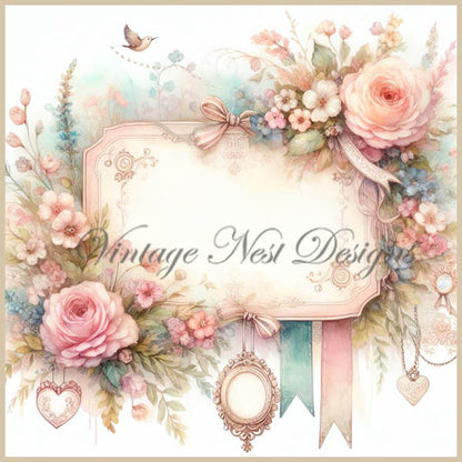 Sweet Florals No.1 Pages Rapides Illustrations Numériques de Scrapbooking