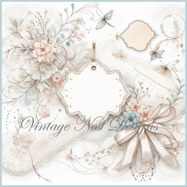 Sweet Florals No.1 Pages Rapides Illustrations Numériques de Scrapbooking