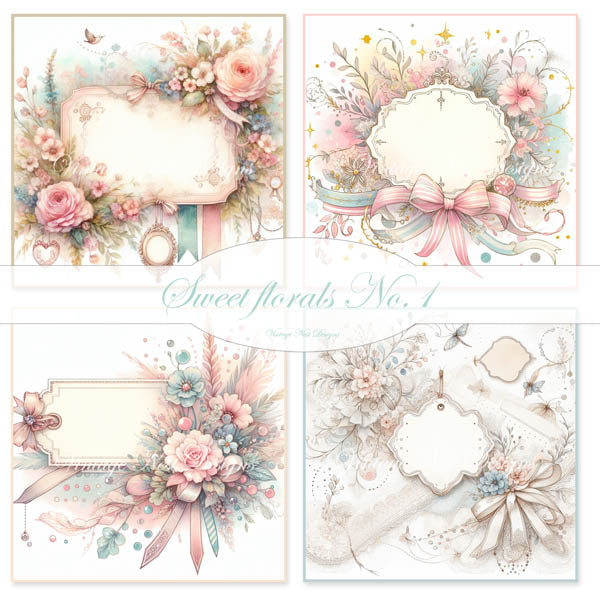 Sweet Florals No.1 Pages Rapides Illustrations Numériques de Scrapbooking