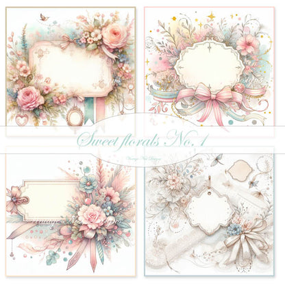 Sweet Florals No.1 Pages Rapides Illustrations Numériques de Scrapbooking