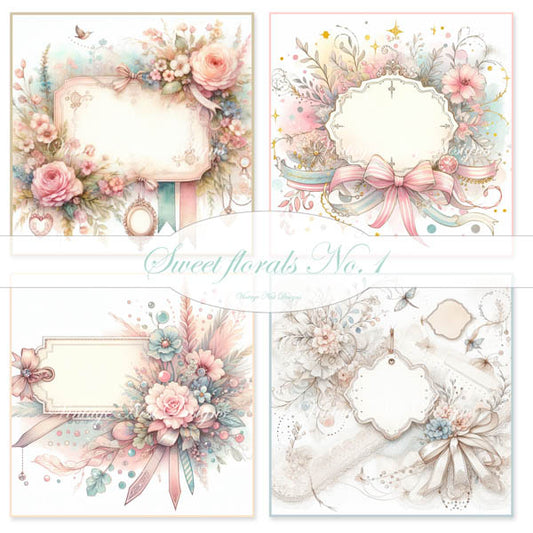 Digital Scrapbooking Sweet Florals No.1 Quick Pages Instant Download