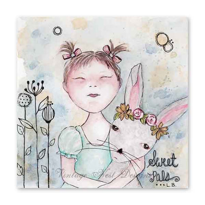 Digital Print Sweet Pals No.1 Watercolor Painting Instant Downlload