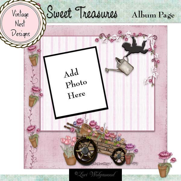 Süße Schätze Schnelle Seite Nr.1 Digitaldruck Scrapbooking Illustration