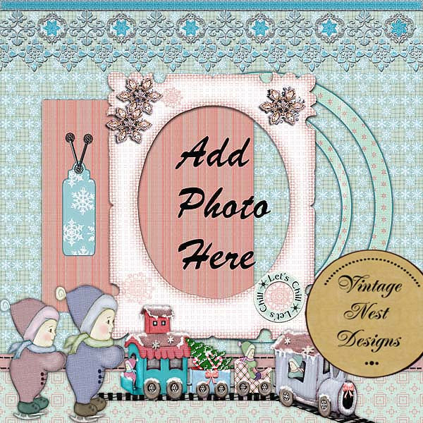 Digital Scrapbooking To the North Pole Quick Page No.4 Instant Download