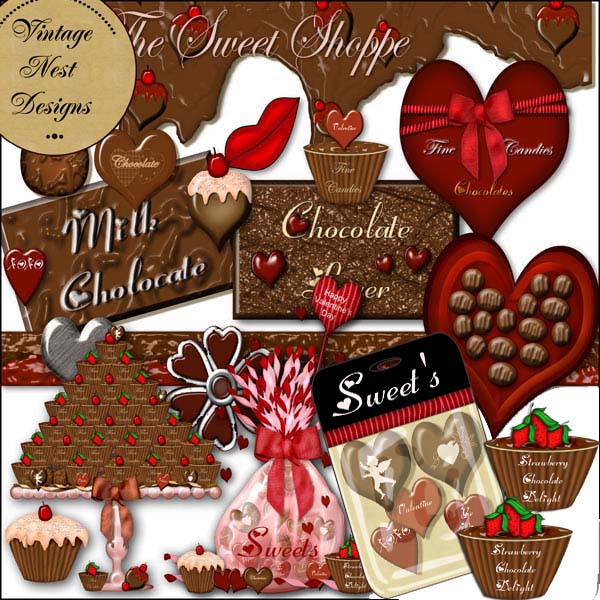 Die Süßigkeiten-Shop-Kit Digitale Scrapbooking-Illustration