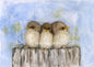 Digital Prints Three Tweets Birds No.1 Watercolor Painting Instant Download