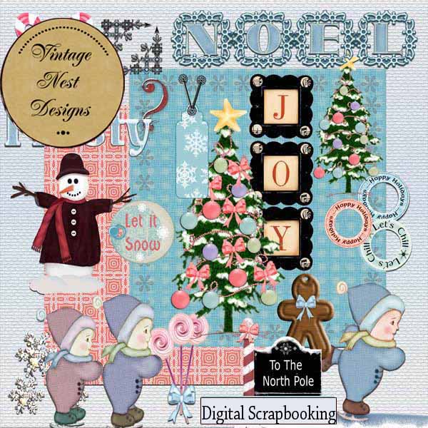 Illustration numérique de scrapbooking Kit « Au Pôle Nord »