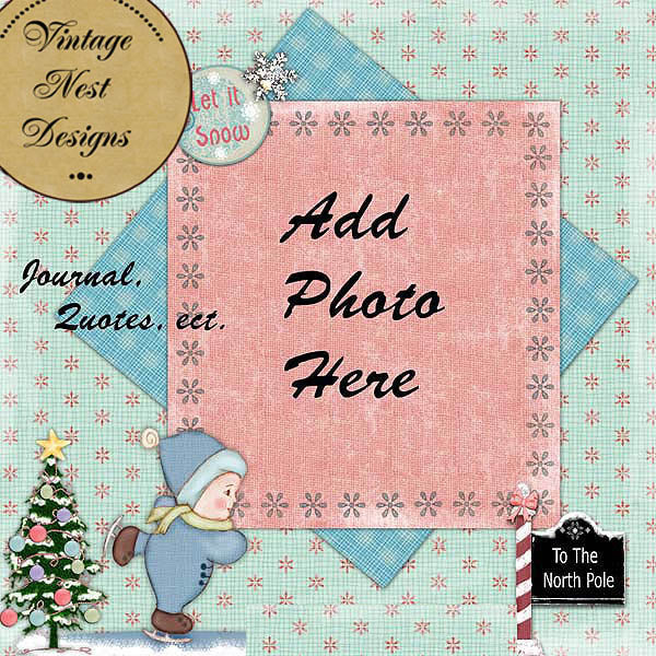 Digital Scrapbooking To the North Pole Quick Page No.1 Instant Download