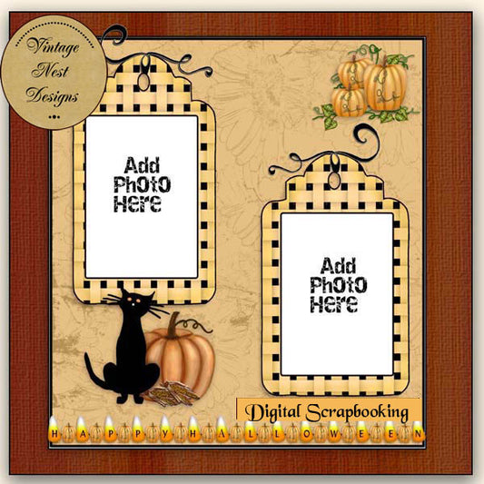 Page rapide « Citrouille ou Bonbon » n°3 Illustration numérique pour scrapbooking