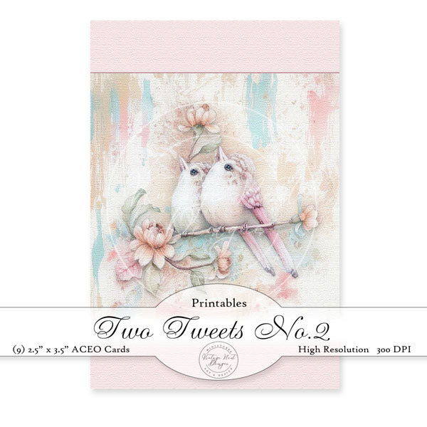 Two Tweets No.2 ACEO Digital Prints Watercolor Painting