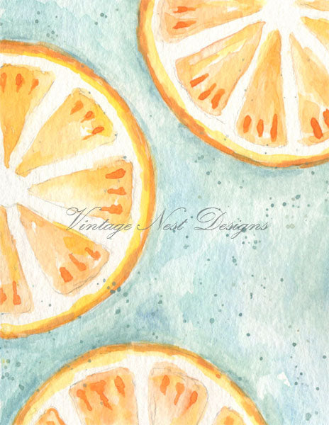 Digital Print Oranges No.1 Watercolor Painting Instant Download