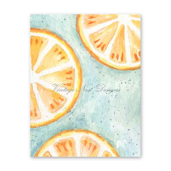 Digital Print Oranges No.1 Watercolor Painting Instant Download