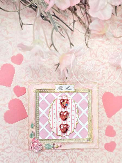 Miniature Valentine Heart No.7 Pink Wooden Framed Art Diorama Shadow Box