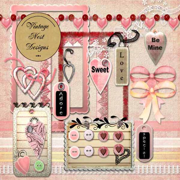 Valentine Splendor Kit Digital Scrapbooking Illustration