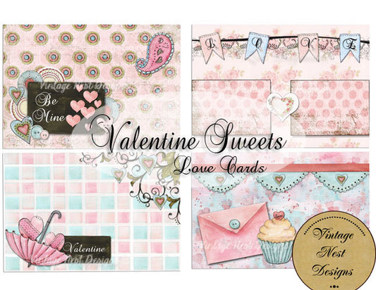 Valentins-Süßkarten Nr. 1 Digitaldrucke Scrapbooking