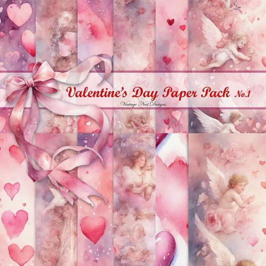 Valentinstag Papier-Set Nr. 2 Digitaldrucke Illustration Scrapbooking