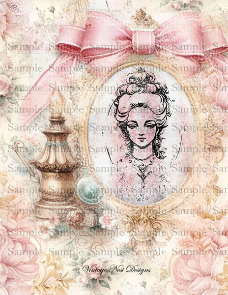 Victorian Beauty Paper Pack No.1 Digital Prints Illustration Scrapbooking