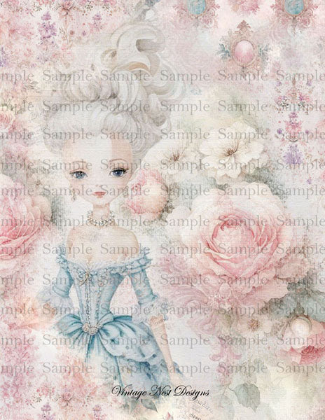 Victorian Beauty Paper Pack No.1 Digital Prints Illustration Scrapbooking