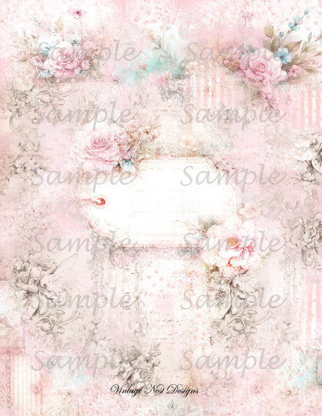 Digital Prints Victorian Roses Wallpaper No.5 Illustration Scrapbooking