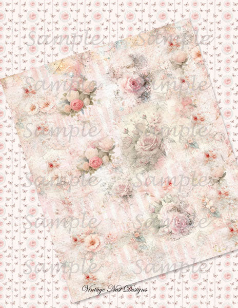 Digital Prints Victorian Roses Wallpaper No.5 Illustration Scrapbooking