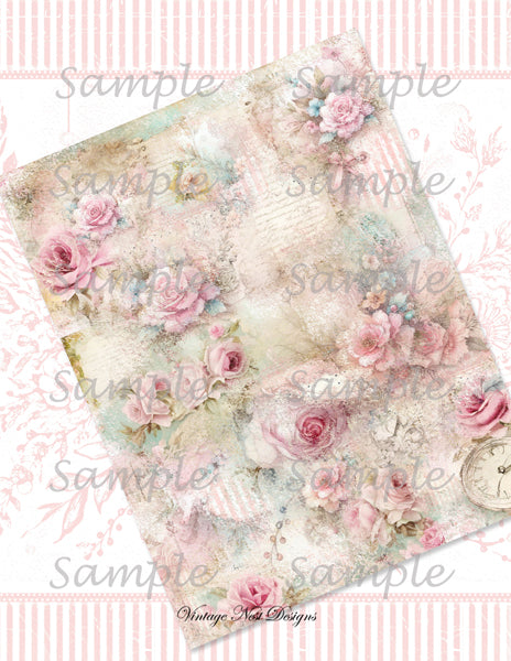 Digital Prints Victorian Roses Wallpaper No.5 Illustration Scrapbooking