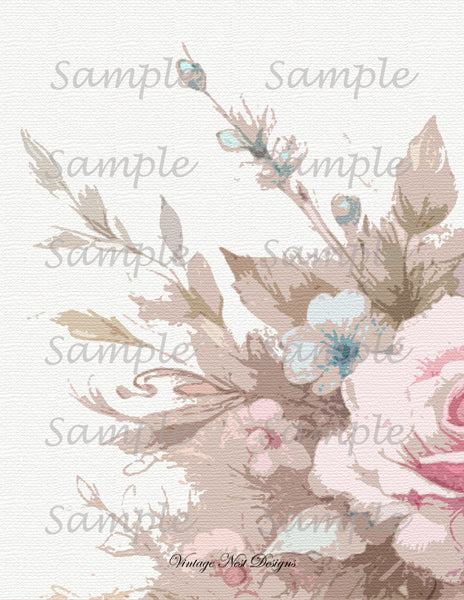 Digital Prints Victorian Roses Wallpaper No.5 Illustration Scrapbooking