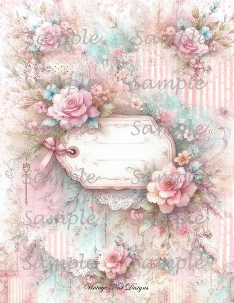 Digital Prints Victorian Roses Wallpaper No.5 Illustration Scrapbooking