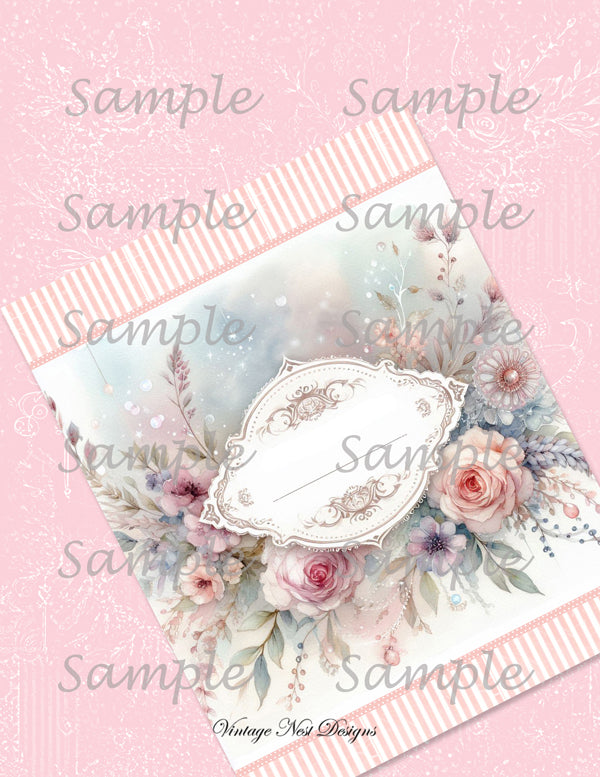 Digital Prints Victorian Roses Wallpaper No.5 Illustration Scrapbooking