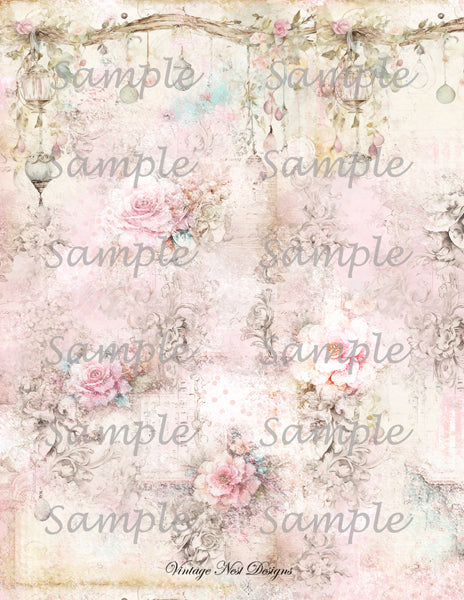 Digital Prints Victorian Roses Wallpaper No.5 Illustration Scrapbooking