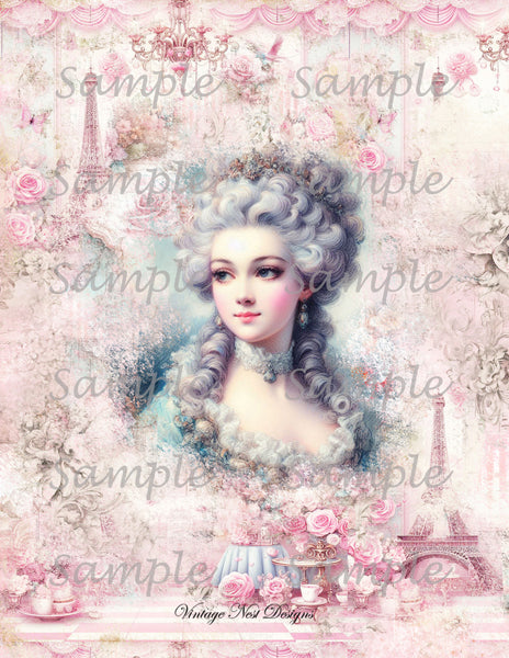 Digital Prints Victorian Roses Wallpaper No.5 Illustration Scrapbooking