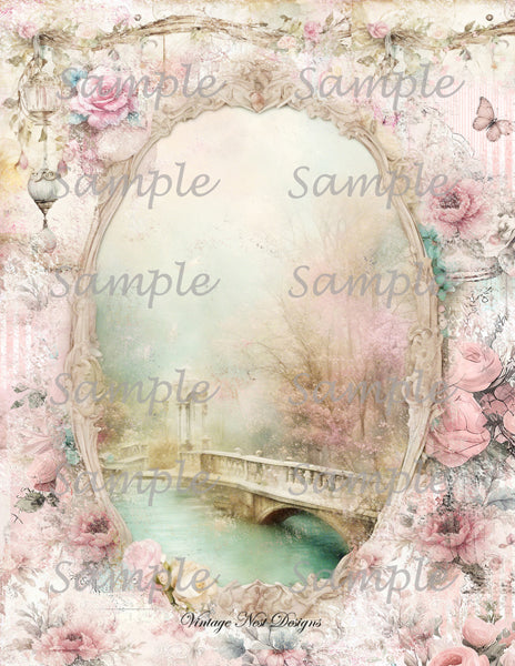 Digital Prints Victorian Roses Wallpaper No.5 Illustration Scrapbooking