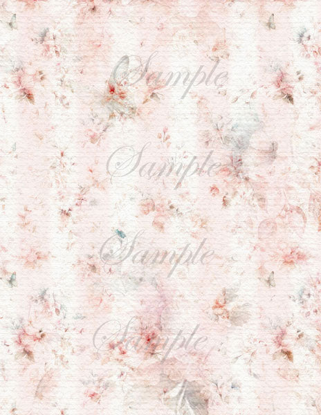 Floral patterned paper with 'Sample' text overlay