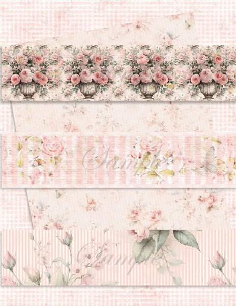 Floral design with roses and text on a patterned background