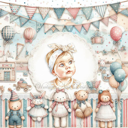 Digital Prints Vintage Love Baby Pages No.1 Illustration Instant Download