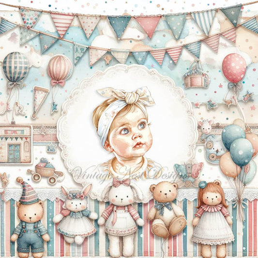 Digital Prints Vintage Love Baby Pages No.1 Illustration Instant Download
