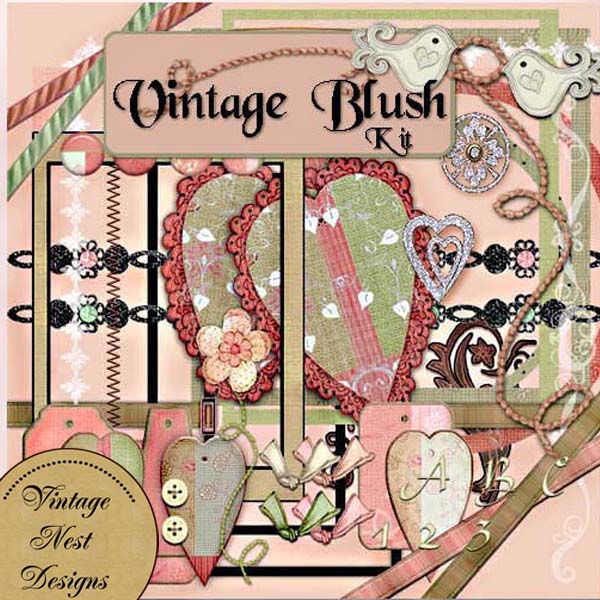 Illustration numérique de scrapbooking Kit Fard à joues vintage