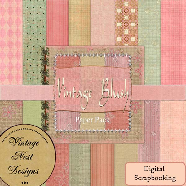 Illustration numérique de scrapbooking Kit Fard à joues vintage