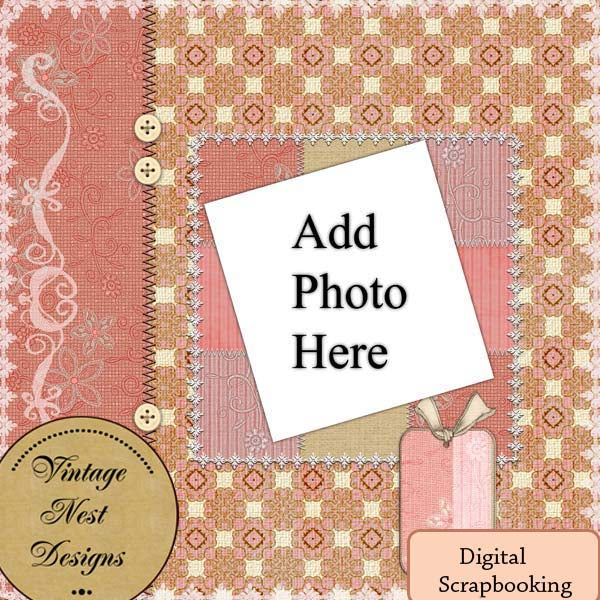 Vintage Rouge Schnellseite Nr.1 Digitaldruck Scrapbooking Illustration