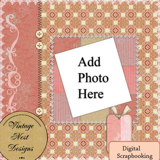 Illustration Scrapbooking Imprimable Digitale "Vintage Blush Quick Page No.1"