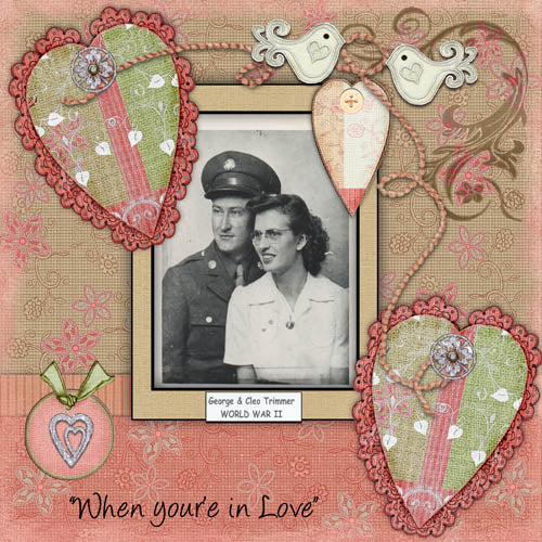Digital Scrapbooking Vintage Blush Quick Page No.3 Instant Download