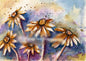 Digital Print Cone Flowers No.1 ACEO Watercolor Painting Instant Download