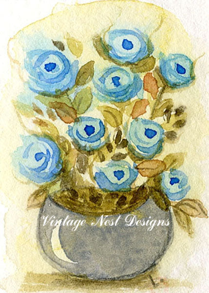 Digital Print Florals No.2 Dollhouse Miniature Watercolor Painting