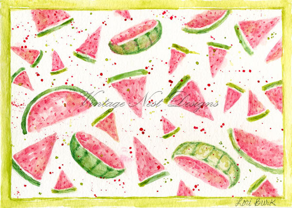 Digital Print Watermelons No.1 Watercolor Painting Instant Download