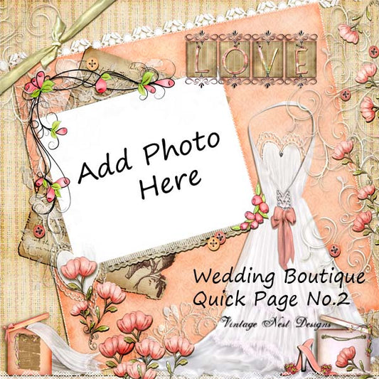Digital Scrapbooking Wedding Bouquet Quick Page No.2 Instant Download