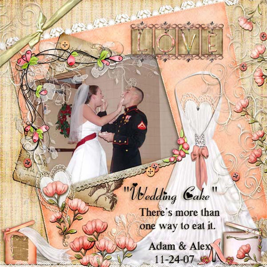 Digital Scrapbooking Wedding Bouquet Quick Page No.2 Instant Download