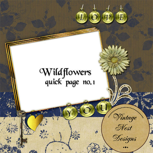 Wild Flowers Quick Page Nr. 1 Digitaldruck Scrapbooking Illustration