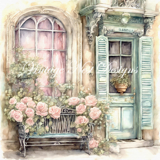 Digital Print Window Scene No.1 Illustration Instant Download